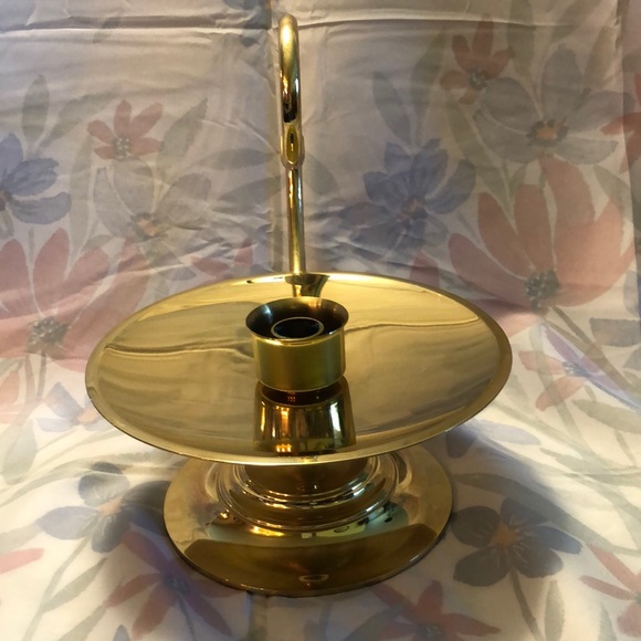 Baldwin Brass Candle Holder With Loop Handle And Drip Saucer 8”Wide 9”Ta… - Picture 4 of 5